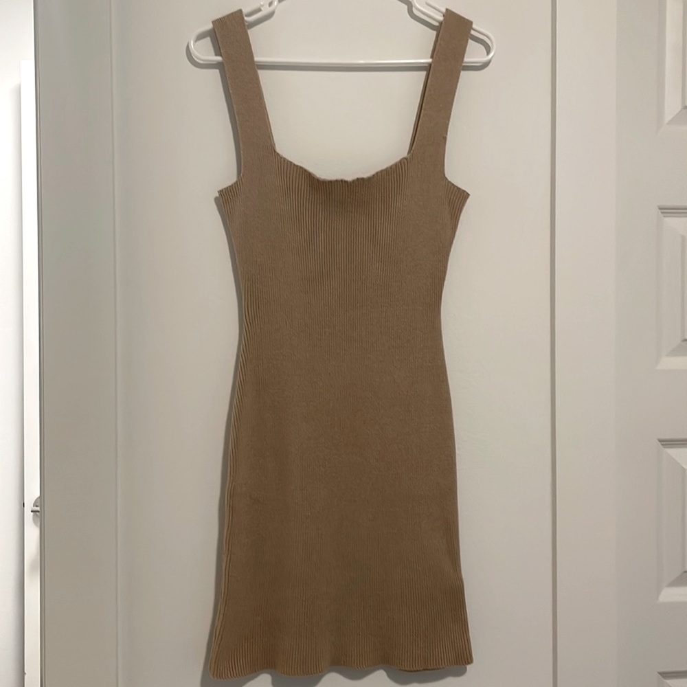 12th Tribe Beige Knit Mini Dress